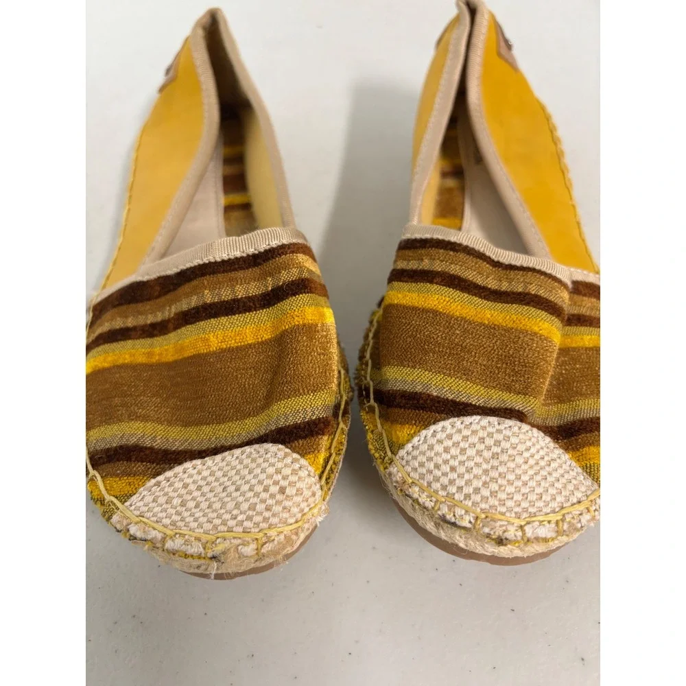 I.D. Required Womens Yellow Striped Espadrille Flats Shoes Star Sole Size 8M‎